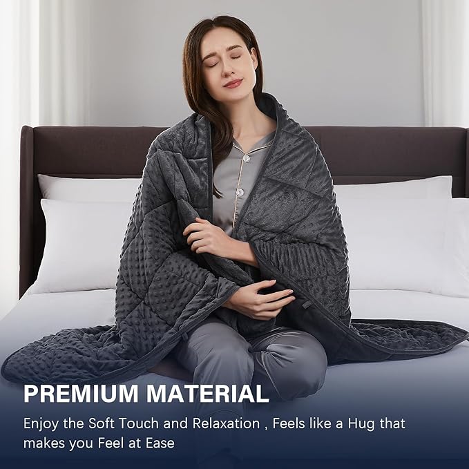 CuteKing Weighted Blanket - Weighted Blanket with Premium Glass Beads - Heavy Blanket Crystal Velvet for Comfort Sleep - Thick Blanket All Season (15lbs, 60"x80", Grey Bubble)