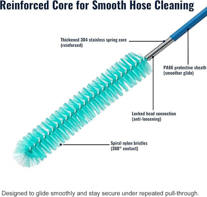 Complete CPAP Cleaning Kit with Dual-Ended 22mm & 15mm Hose Brush, Collapsible Wash Basin, 2 Detail Brushes, Hook & 210D Storage Bag for CPAP/BiPAP Tubing & Mask Care