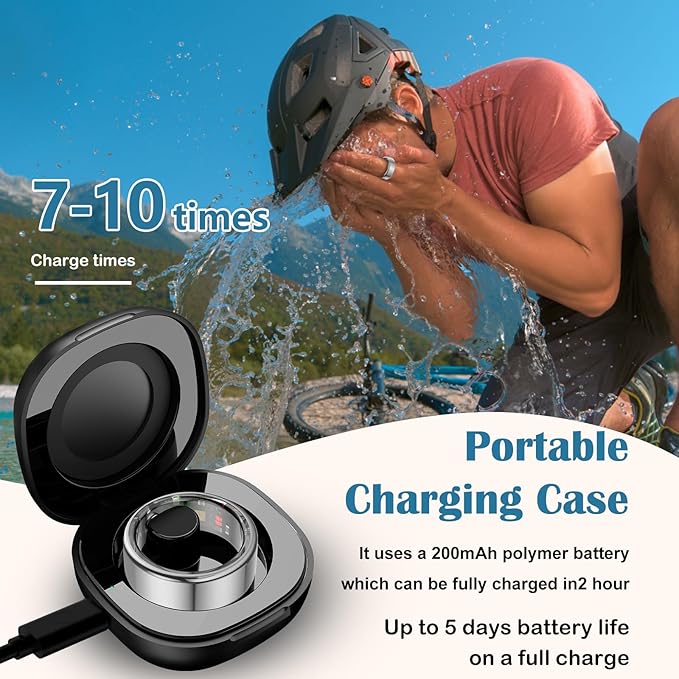 Smart Health Ring for Women Men,Fitness Tracker Smart Ring with Heart Rate,Sleep Monitor,Blood Oxygen,Steps,IP68 Waterproof Up to 5-7 Days Battery Life for iOS Android,No App Fee(Silver,12)