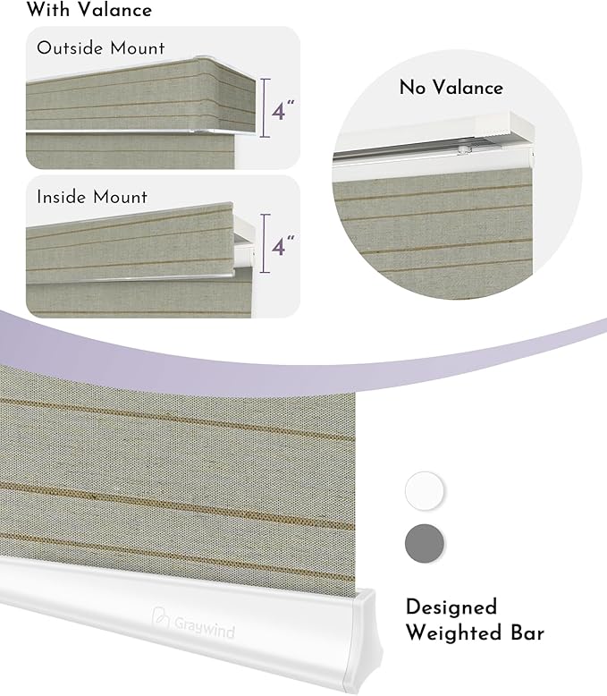 Graywind Rechargeable Smart Sliding Panels Compatible with Alexa Google Motorized Panel Track Blinds Remote Control for Patio Sliding Door Closet Door Width Up to 177" Custom Size (Quarry)
