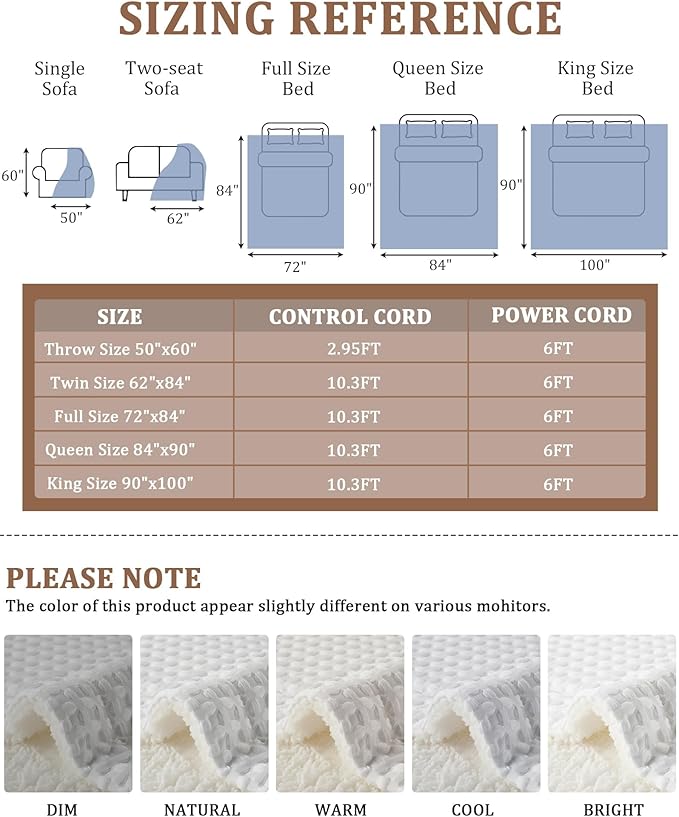 CAROMIO Heated Blanket Queen Size with LCD Dual Controller, Waffle Weave Fast Heating Electric Blankets, 10 Heat Levels & 1-12H Time Settings, ETL Certified, Machine Washable, Off White, 84" x 90"