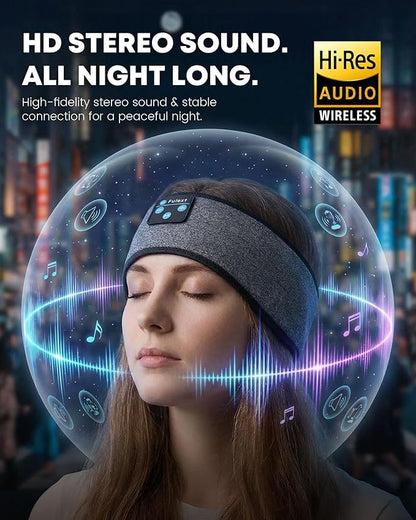 Sleep Headphones, Wireless Sleeping Headphones for Side Sleepers, Ultra-Thin Stereo Speakers, Bluetooth 5.4 Technology & Long-Lasting Time Battery, Sweat-Proof Earphones for Sports Yoga