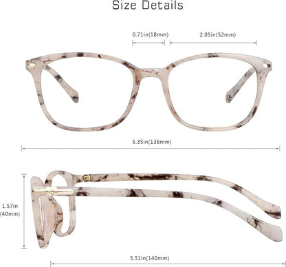VisionGlobal Blue Light Blocking Glasses for Women/Men, Anti Eyestrain, Computer Reading, TV Glasses, Stylish Square Frame, Anti Glare