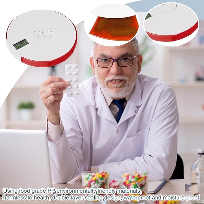 Pill Dispenser With Alarm: Smart Pill Dispenser Reminder, Automatic Pill Dispenser Elderly, Pill Box With Alarm, Up To 4 Alarms Day, T Organizer