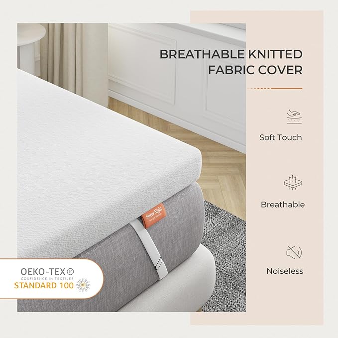 Sweetnight 4 Inch Queen Memory Foam Mattress Topper with Non-Slip Design