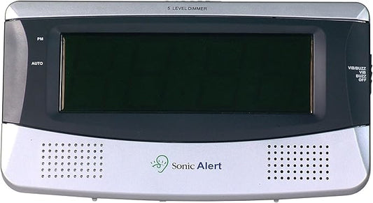 Sonic Alert Large Digital Clock, Loud Alarm Clock for Heavy Sleepers with Snooze, Full Range Brightness Dimmer, Outlet Powered Digital Clocks for Bedroom, Desk, Bedside, Shelf (gray) Silver