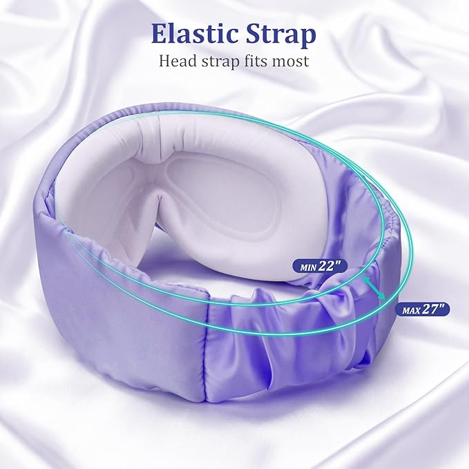 Silk Sleep Mask for Women & Men - 2 Pack Eye Masks for Sleep, 100% Blackout Sleeping Mask, 3D Zero Pressure Side Sleeper Night Blindfold Eye Cover for Travel Nap Couple (Purple & Blue)