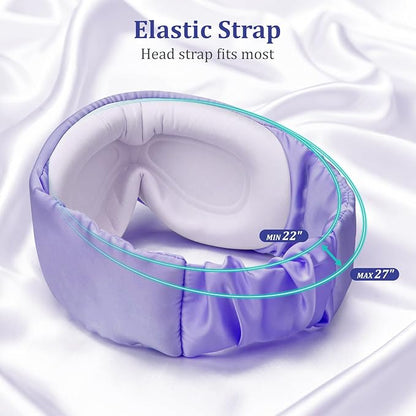 Silk Sleep Mask for Women & Men - 2 Pack Eye Masks for Sleep, 100% Blackout Sleeping Mask, 3D Zero Pressure Side Sleeper Night Blindfold Eye Cover for Travel Nap Couple (Purple & Blue)
