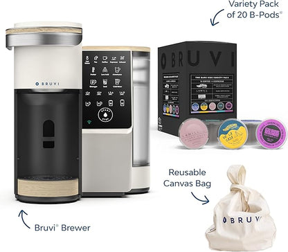 BRUVI The Dark Roast Bundle | Gen 3 Single-Serve Coffee System | Cream Color | Includes 20 Dark Roast Coffee and Espresso B-Pods