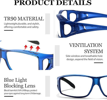 LVIOE Fit Over Blue Light Blocking Glasses and Computer Eyewear- Wear Over Prescription Glasses/Reading Glasses/RX Glasses