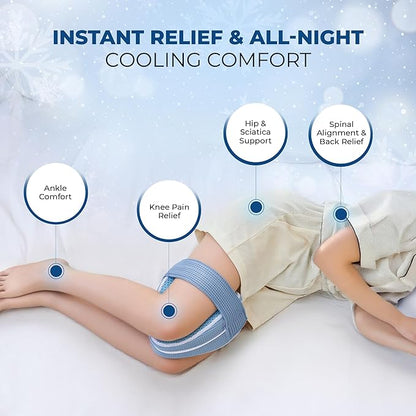 Cooling Gel Knee Pillow for Side Sleepers Hip Pain - Between Leg Pillow for Side Sleeping - Sciatica Pain Relief Support for Lower Back, Knees, Joints, and Spine