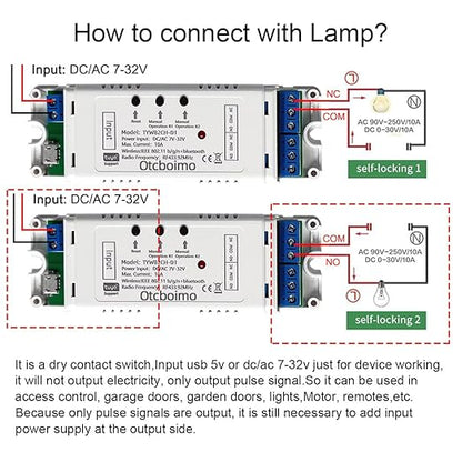 WiFi Electric Linear Actuator Controller, 2 Channel DC12V 24V, Tuya Smart WiFi Relay Switch,Dry Contact Passive Output Switch Compatible with Alexa and Google Home