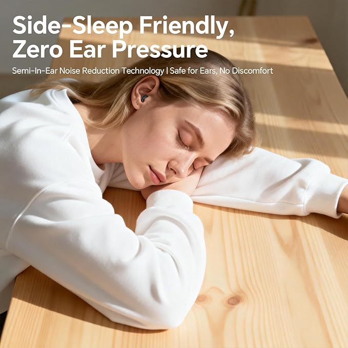 Flat Sleep Mini Invisible Small Tiny Earbuds Wireless Bluetooth Ear Buds for Sleeping Headphones Micro Smallest Discreet Sleep Earbuds Earphones for Side Sleepers, Small Ears Canals Women, Work