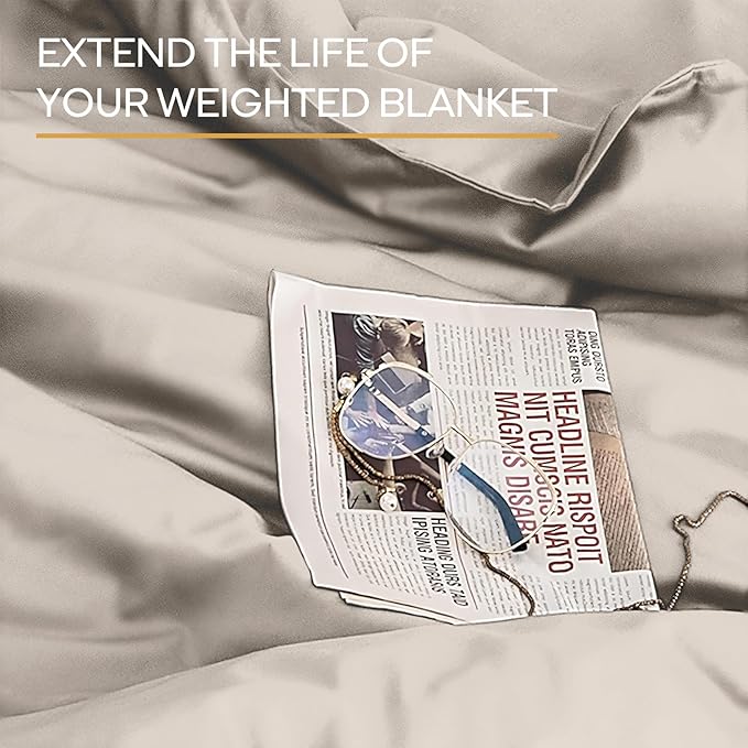 ZonLi Duvet Cover for Weighted Blanket (Almond Milk Grey, 48"x72"), Breathable Soft Duvet Cover Twin Size Removable Cooling Comforter Cover for All Season