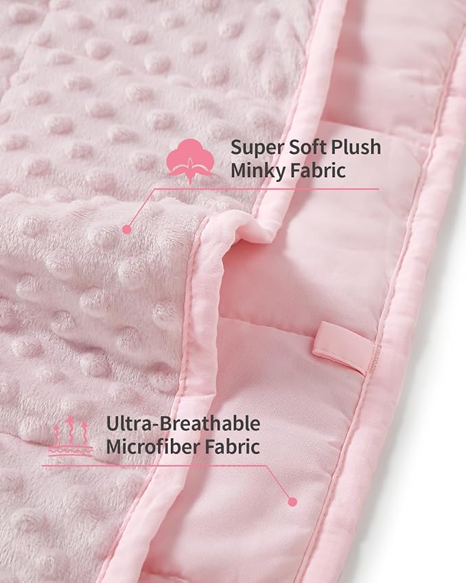 Mr. Sandman Weighted Blanket for Adults, Minky Dots Heavy Blanket for Woman, Man Sleeping/Calm, Soft, Cozy and Cooling Weighted Throw Blankets, Machine Washable, 48 x 72in, 15 lbs, Pink