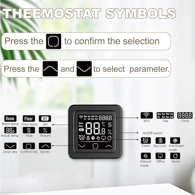 HEATIT Programmable Thermostat, WiFi Smart Thermostat for Electric Radiant Floor Heating with Touchscreen, 85V-265V Wide Voltage Range, Dual Sensing, Black