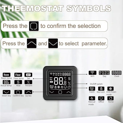 HEATIT Programmable Thermostat, WiFi Smart Thermostat for Electric Radiant Floor Heating with Touchscreen, 85V-265V Wide Voltage Range, Dual Sensing, Black