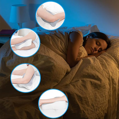 Knee Pillow for Side Sleepers, Large Comfortable Memory Foam Leg Pillow for Side Sleeping, Adjustable Strap, Pillow Sleeping Between Legs Aligns Spine (Gray)