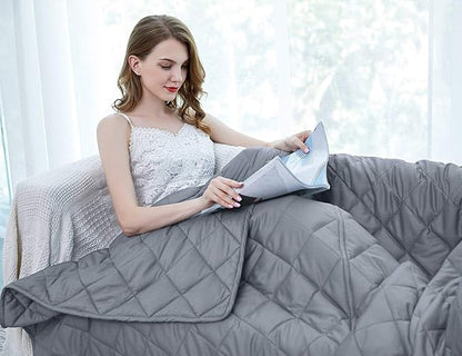 ZZZhen Weighted Blanket - High Breathability - Grey, 60" 80"-15LBs - Premium Heavy Blankets - Calm Sleeping for Adult and Kids, Durable Quilts and Quality Construction…