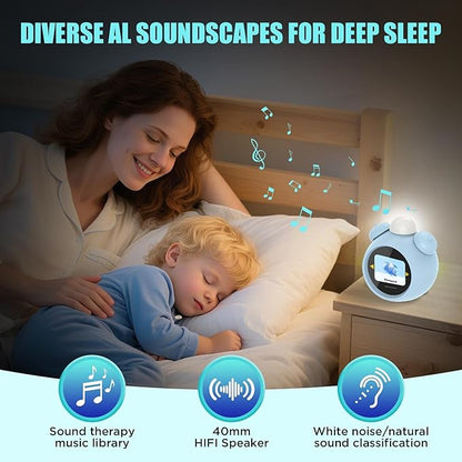 AI Kids Alam Cleck with Voice Control, Children's Focus Ready to Rise Sleep Trainer, AI Assistant Smart Cleck, Sound Machine OK to Wake for Toddlers Kids, Digital Partner for Girls Boys