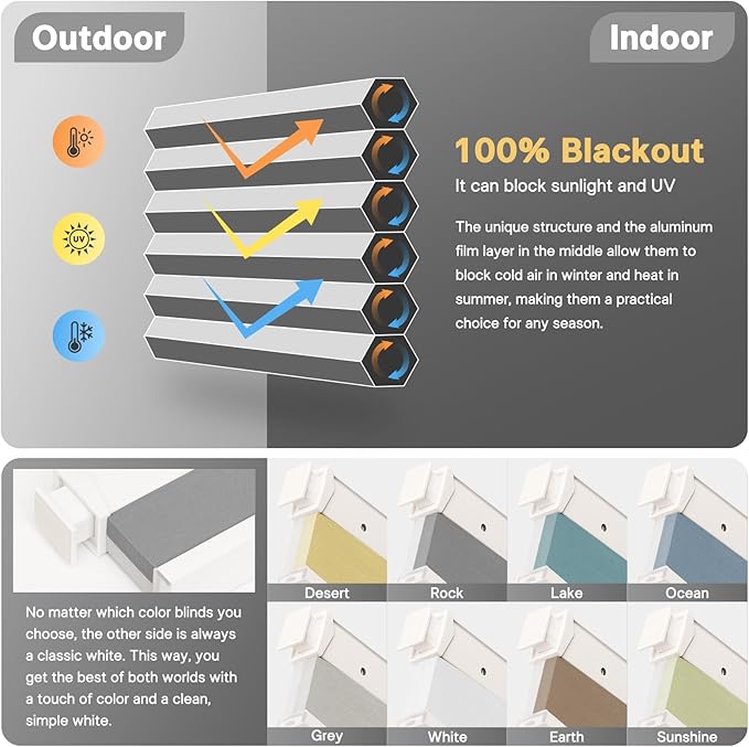 CINONEKO Custom Size(21-69"W x 22-93"H) Motorized Cellular Shades,No Drill Smart Honeycomb Blinds【Free Solar Powered】Automatic Blinds for Indoor Windows Cordless Electric Shades Compatible with Alexa