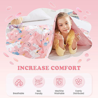 HOSUKKO Weighted Blanket - 5 lbs Cooling Pink Unicorn Heavy Blanket - Small Size Breathable Blanket for Hot Sleepers(36 * 48 inches, 5 lbs)