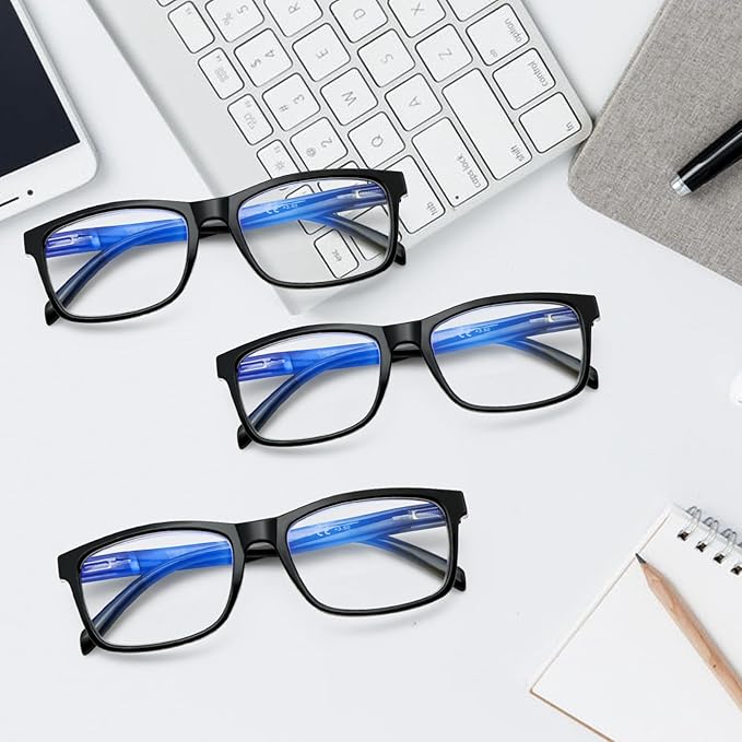 SIGVAN 6 Pack Reading Glasses for Women Men Blue Light Blocking,Spring Hinge Anti Eyestrain/Glare Computer Readers (6 Black, 4.0)