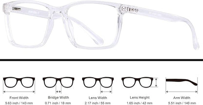 ANDWOOD Blue Light Blocking Glasses Men Women Computer Filter Large Frame Bluelight Blocker Anti Blue Ray Lightweight AR002