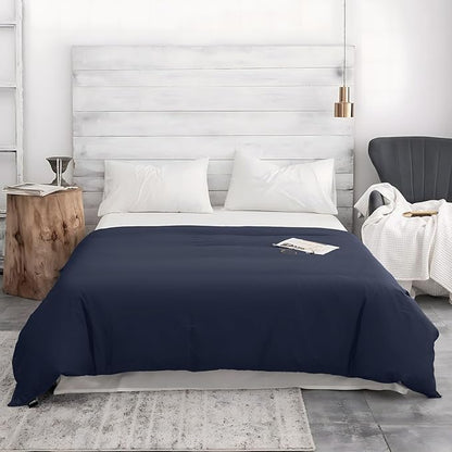 ZonLi 48"x72" Navy Blue Duvet Cover, Oeko-texCertified 100% Cotton, Twin Size RemovableDuvet Cover for Weighted Blanket