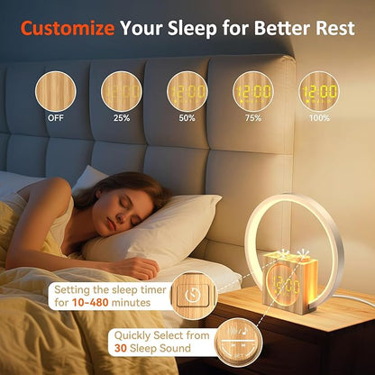 Sunrise Alarm Clock for Heavy Sleepers: White Noise Machine 12 Light Colors, 30 Sleep Sounds, 10 Soft Wake-Up Sounds - Wake up Light with Touch Control for Bedrooms, Yoga, Meditation & Relaxation
