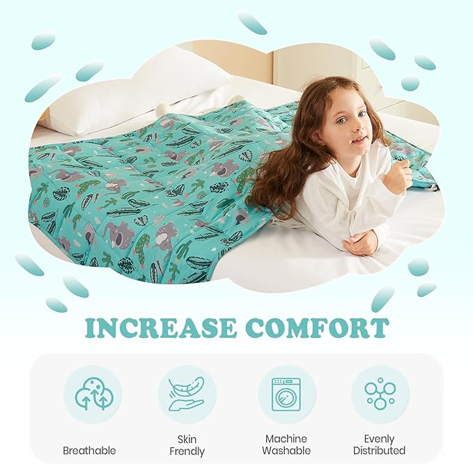 HOSUKKO Weighted Blanket - 10 lbs Green Bush Heavy Blanket - Breathable Blanket(41 * 60 inches, 10 lbs)