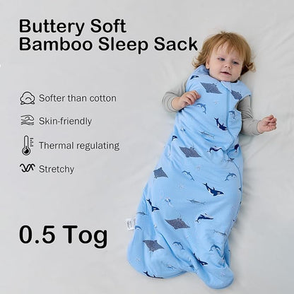 BubblePanda Rayon Made from Bamboo Sleep Sack 2t-3t 0.5 Tog Soft Lightweight Toddler Sleep Sack 24-36 Months for Babies 2-Way Zipper Wearable Blanket Baby 3t