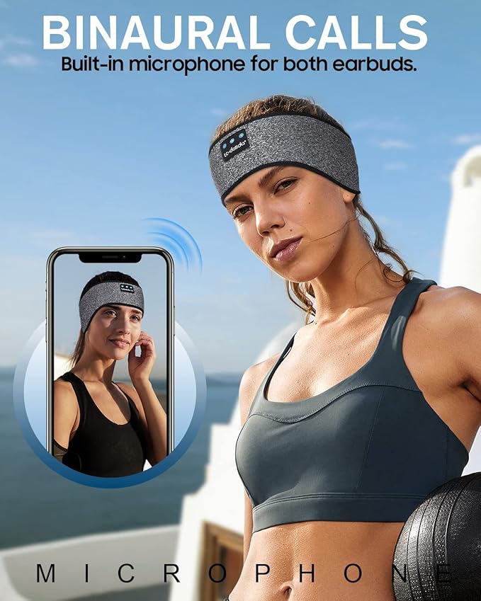 LC-dolida Sleep Headphones Wireless Bluetooth Headband Headphones for Sleeping Music Band Cozy Sleep Mask with Thin HD Stereo Speakers Perfect for Side Sleepers, Sport,Travel Best Gifts for Men Women