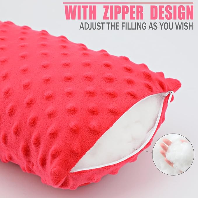 2 Pcs Soft Knee Pillow for Side Sleepers, Pressure Pillows Between Legs 11"x7" Small Knee Pillow Joints Cushion for Sleeping Hip and Back Pain, Minky Dot Red