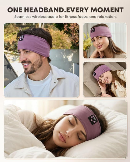 Sleep Headphones Headband for Side Sleepers - Bluetooth Wireless Music Headband with Stereo Speakers, Sweatproof for Sports and Meditation