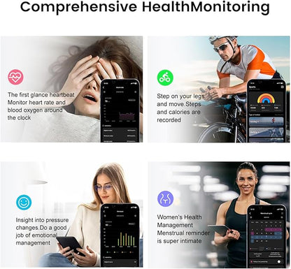 Smart Ring for Women & Men - IP68 Waterproof Fitness Tracker with Long Lasting Batteries, 28-Language App, Sleep/Step/Heart Rate Monitor, Compatible with iOS & Android (Black, 10)