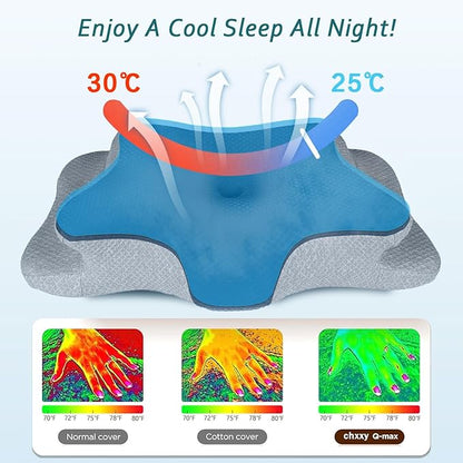 Cervical Neck Pillow for Pain Relief Sleeping, Contour Memory Foam Pillows, Ergonomic Side Sleeper Pillows for Adults, Cooling Orthopedic Neck Support Pillow for Back Stomach Sleepers