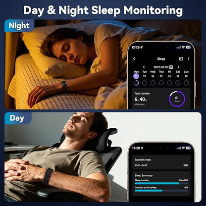 Fitness Tracker Smart Bands, Smart Bracelet, 24/7 Wearable Health Activity & Sleep Tracker Wristband with Heart Rate Monitor Naps Blood Oxygen Stress Calorie Steps Counter Pedometer Free APP
