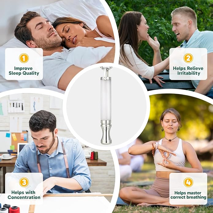 Breathe Free Necklace, Natural Stone Breathing Necklace for Stress Relief, Mindfulness and Relaxation, Anxiety Necklace Mindful Breathefree Calm Tool with Plant Cores, Portable Wellness Gift for Adult