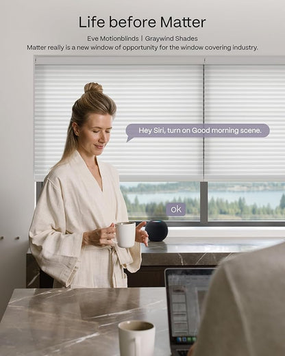 Graywind Motorized Matter Cellular Shades- 60% Blackout 1-3/4"Cell Honeycomb Blinds for Indoor Windows, Compatible with Alexa Google Siri, Custom Size,Dimout Grey