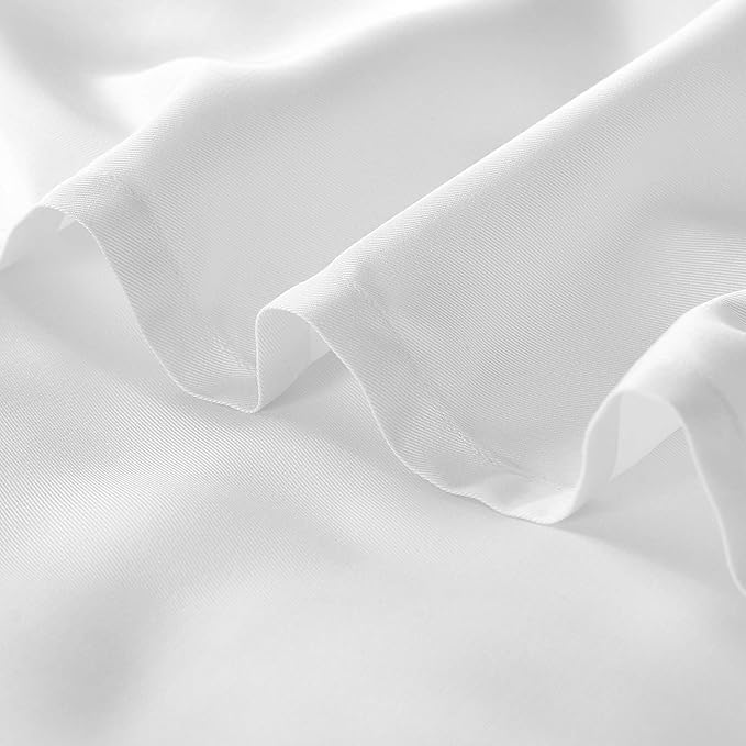 YnM Bed Sheet Set with 100 Percent Cotton, 400TC Fabric with 2 Pillowcases and Flat Sheet, Deep Pocket Fit 19'', Silky-Soft & Sweat Wicking, 4 Piece (Ca King, White)