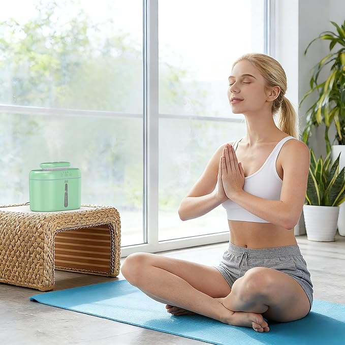 HZD Humidifiers for Bedroom 2L Large Tank for Long Runtime, Gentle Mist 26dB Quiet Runtime Easy to Fill & Clean Can Timed Humidifier for Home, Baby, Nursery, Plants, Night Light (Green)