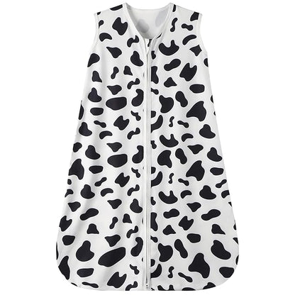 Baby Sleep Sack 6-12 Months Baby Wearable Blanket 100% Rayon Cotton 2-Way Zipper Toddler Sleeping Sack，Comfy Soft Lightweight TOG 0.3（Cow Print）