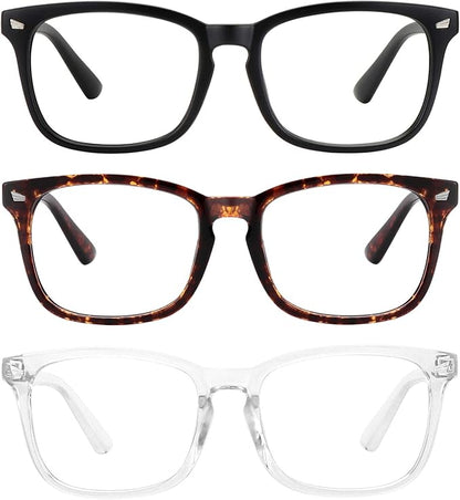 MEETSUN Blue Light Blocking Glasses, Anti Eye Strain Headache (Sleep Better), Computer Glasses UV400 Transparent Lens (Black + Tortoise + Clear)