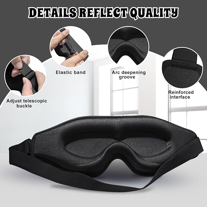 3D Advanced Eye Mask for Sleeping，Ultra Delicate Soft Skin Friendly Eye mask，100% Blackout Sleep Eye Mask for Sleep, Eyelash Extension Sleep mask