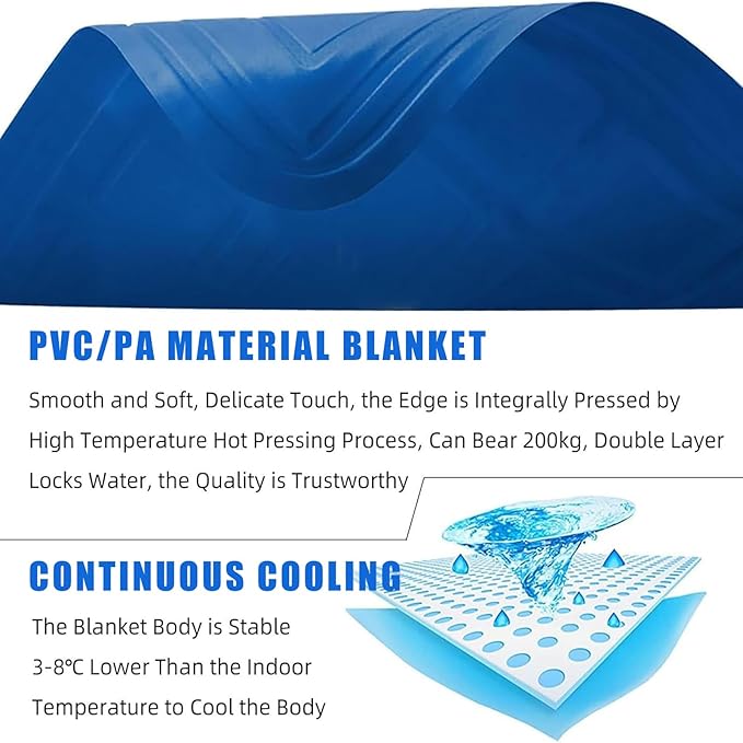 Summer Water Cooling Mattress Pad, Bed Cooling System with Air Conditioner and Remote Control, Keeps Sleepers Cool, PVC Sleeping Ice Pad for Bed & Sofa,160×140cm