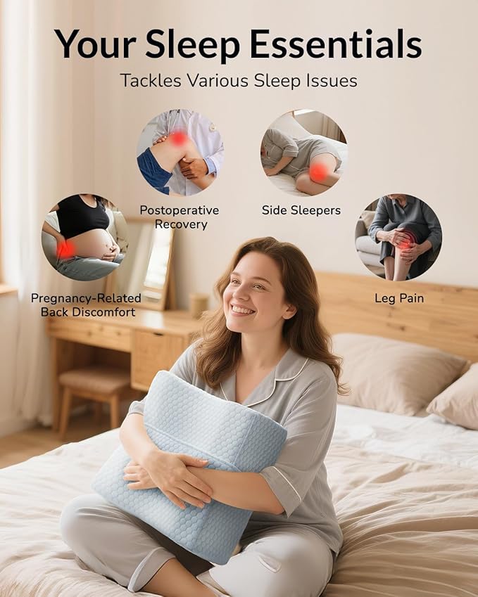 Extra Large Knee Pillow for Side Sleeper - Slow-Recovery Memory Foam Knee Pillow for Hip Pain, Sciatica Relief, & Injury Recovery – Perfect for Tall Individuals and Side Sleepers