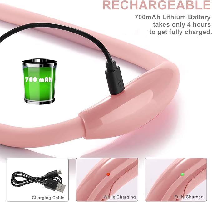 LED Neck Reading Light, Book Light for Reading in Bed,3 Brightness Levels， Rechargeable, Long Lasting, Perfect for Reading, Knitting, Camping, Repairing (Light Pink)
