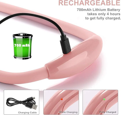 LED Neck Reading Light, Book Light for Reading in Bed,3 Brightness Levels， Rechargeable, Long Lasting, Perfect for Reading, Knitting, Camping, Repairing (Light Pink)