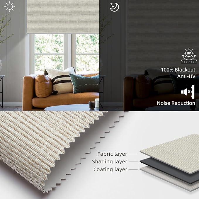 SmartWings Motorized Blinds Shades for Windows Remote Control Smart Blind Shade Work with Homekit Z-Wave Alexa Automatic Roller Shade Blackout Electric Blind Custom up 110" W X 130" H (Safari Cream)